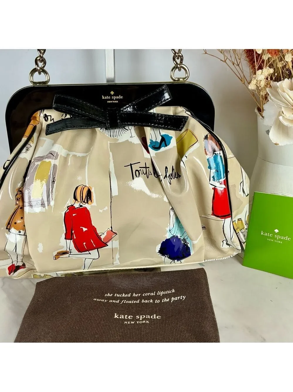 Kate Spade RARE‎ Garance Doré Collection Clutch Hand Shoulder Bag Kisslock Uniqu